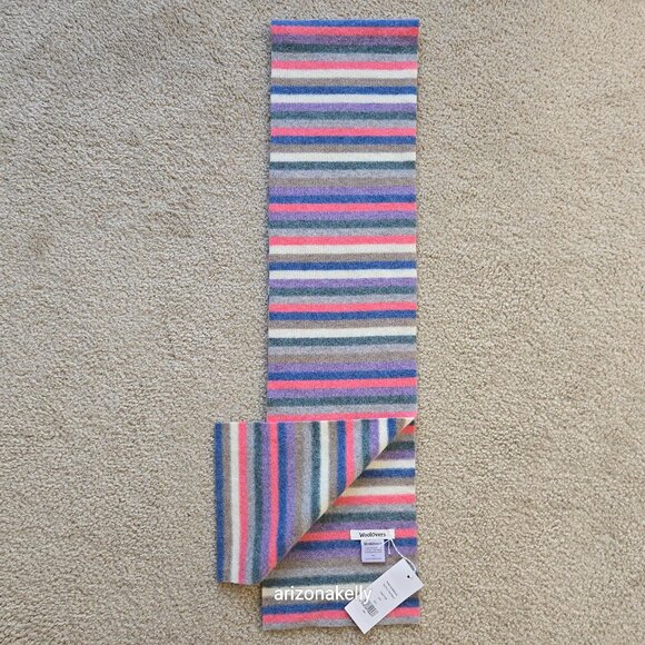 NWT WoolOvers Lambswool Pastel Stripe Scarf - Picture 2 of 8